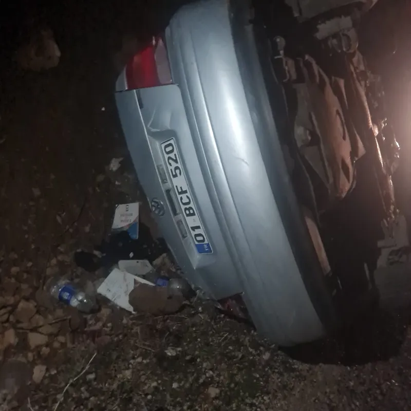 Feke'de takla atan otomobildeki 2 kişi yaralandı