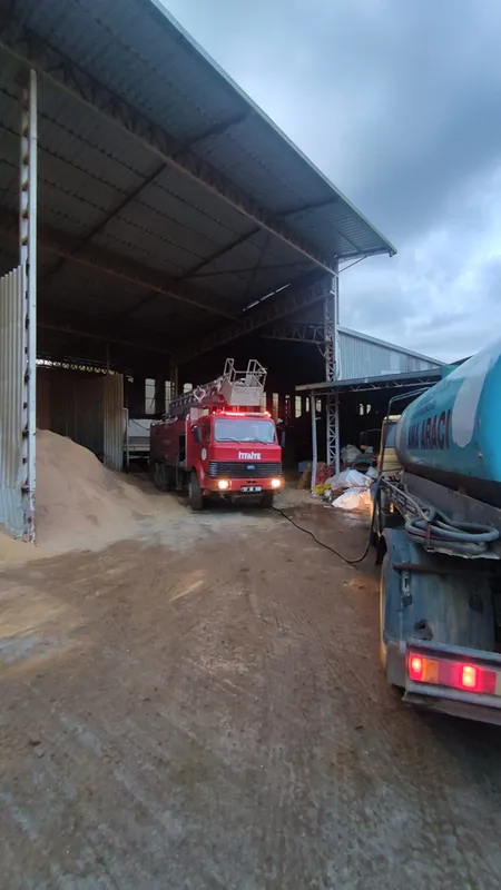 Alanya'da palet fabrikasında çıkan yangın söndürüldü