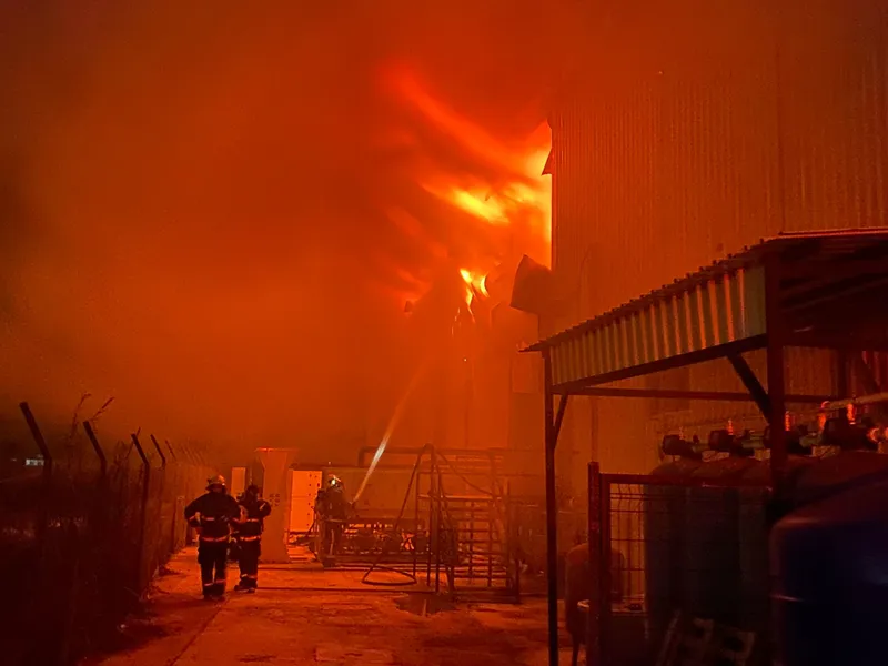 Antalya'da soğuk hava deposunda çıkan yangına müdahale ediliyor 